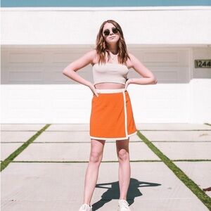 Urban Outfitters Vibrant Orange Skirt with White Accents S Y2K Mini